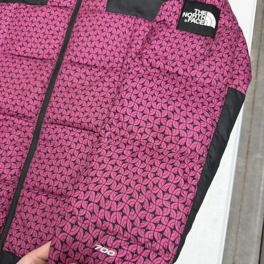The North Face Puffer Lhotse Jacket Mens Pink Black Excellent 700 Down Monogram